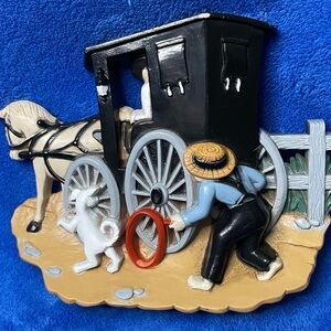 VINTAGE 90’s Burwood Product of Amish Horse & Buggy Wall Hanging, made in USA